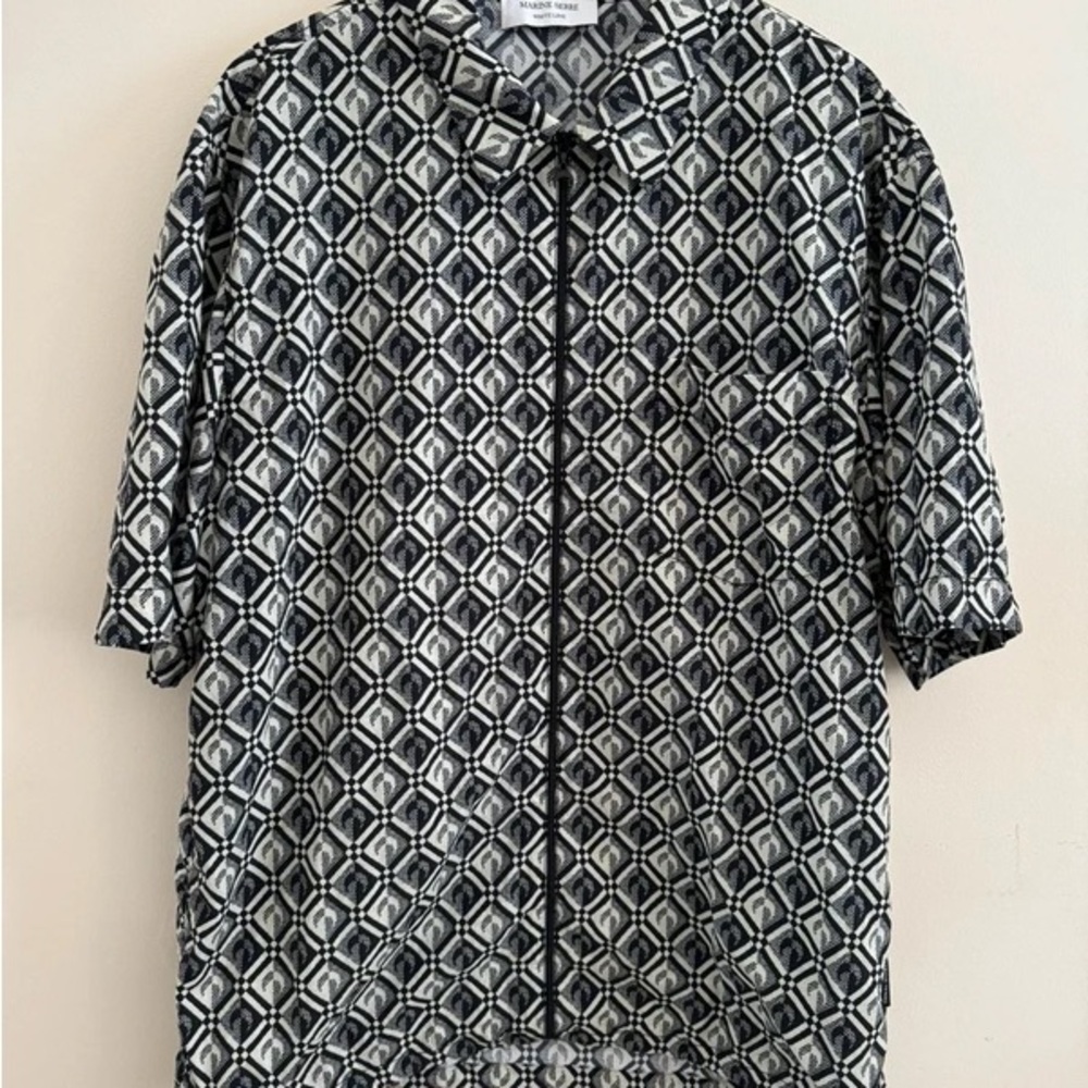 Marine Serre Zephyr Diamond-pattern Moon shirt sz Large - Picture 7 of 7
